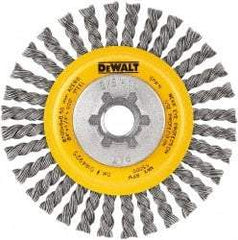 DeWALT - 5" OD, 5/8-11 Arbor Hole, Stringer Bead Steel Wheel Brush - 3/8" Face Width, 7/8" Trim Length, 0.02" Filament Diam, 12,000 RPM - All Tool & Supply