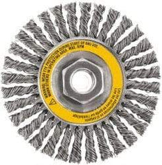 DeWALT - 4" OD, 5/8-11 Arbor Hole, Stringer Bead Stainless Steel Wheel Brush - 3/8" Face Width, 7/8" Trim Length, 0.02" Filament Diam, 20,000 RPM - All Tool & Supply