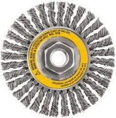 DeWALT - 4" OD, 5/8-11 Arbor Hole, Stringer Bead Stainless Steel Wheel Brush - 3/8" Face Width, 7/8" Trim Length, 0.02" Filament Diam, 20,000 RPM - All Tool & Supply