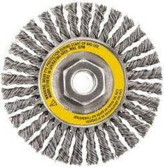 DeWALT - 6-1/2" OD, 5/8-11 Arbor Hole, Stringer Bead Stainless Steel Wheel Brush - 3/8" Face Width, 7/8" Trim Length, 0.02" Filament Diam, 9,000 RPM - All Tool & Supply