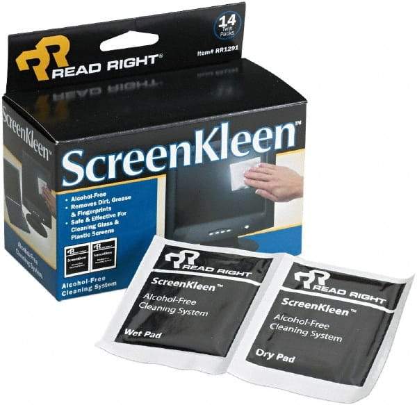 READ RIGHT - Pre-Moistened Screen Cleaning Wipes - Box, 5" x 5" Sheet Size, White - All Tool & Supply