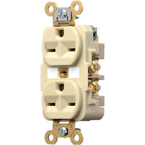 Hubbell Wiring Device-Kellems - 250 VAC 15A NEMA 6-15R Industrial Grade Ivory Straight Blade Duplex Receptacle - All Tool & Supply