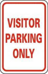 NMC - "Visitor Parking Only", 12" Wide x 18" High, Aluminum Parking Lot Traffic Signs - 0.063" Thick, Red on White, Rectangle, Post Mount - All Tool & Supply