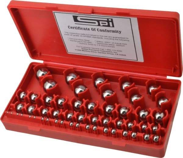 SPI - 1/8 to 1 Inch Diameter, Chrome Steel, Gage Ball Set - 0.0001 Inch Tolerance, Grade 24 Accuracy - All Tool & Supply