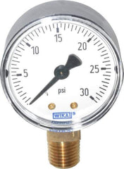 Wika - 2" Dial, 1/4 Thread, 0-30 Scale Range, Pressure Gauge - Lower Connection Mount, Accurate to 3-2-3% of Scale - All Tool & Supply