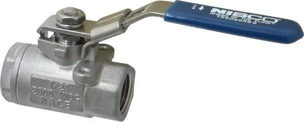 NIBCO - 1/2" Pipe, Standard Port, Stainless Steel Standard Ball Valve - 2 Piece, Inline - One Way Flow, FNPT x FNPT Ends, Locking Lever Handle, 2,000 WOG, 150 WSP - All Tool & Supply