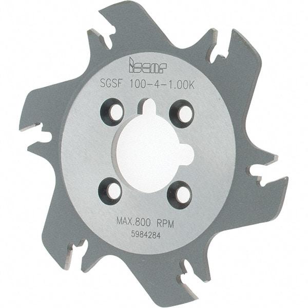 Iscar - Arbor Hole Connection, 1.04" Depth of Cut, 3.94" Cutter Diam, 1" Hole Diam, 6 Tooth Indexable Slotting Cutter - SGSF Toolholder, GSFN Insert - All Tool & Supply