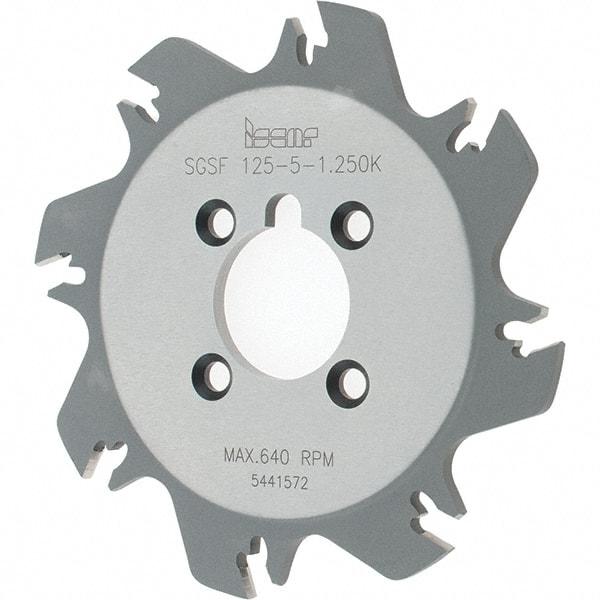 Iscar - Arbor Hole Connection, 1.36" Depth of Cut, 4.92" Cutter Diam, 1-1/4" Hole Diam, 8 Tooth Indexable Slotting Cutter - SGSF Toolholder, GSFN Insert - All Tool & Supply