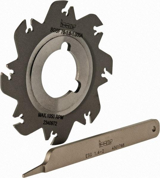 Iscar - Arbor Hole Connection, 0.049" Cutting Width, 0.7" Depth of Cut, 3" Cutter Diam, 1" Hole Diam, 8 Tooth Indexable Slotting Cutter - SGSF Toolholder, GSFN, GSFU Insert - All Tool & Supply