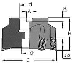 Iscar - 9 Inserts, 5" Cut Diam, 1-1/2" Arbor Diam, 0.56" Max Depth of Cut, Indexable Square-Shoulder Face Mill - 0/90° Lead Angle, 2.38" High, HM 90 ADKT 1505... Insert Compatibility, Series HM90 - All Tool & Supply