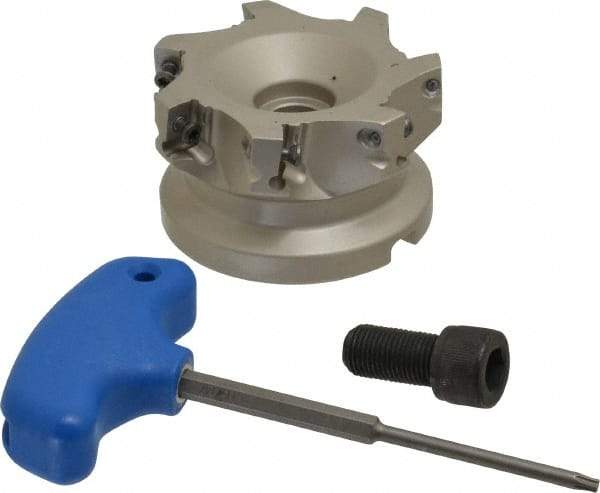 Iscar - 7 Inserts, 3" Cut Diam, 1" Arbor Diam, 0.56" Max Depth of Cut, Indexable Square-Shoulder Face Mill - 0/90° Lead Angle, 1-3/4" High, AD..1505.. & HM90 AD..1505.. Insert Compatibility, Series HM90 - All Tool & Supply