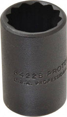 Proto - 11/16", 1/2" Drive, Standard Hand Socket - 12 Points, 1-1/2" OAL, Alloy Steel, Black Finish - All Tool & Supply