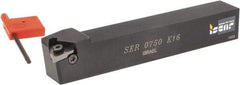 Iscar - External Thread, Right Hand Cut, 3/4" Shank Width x 3/4" Shank Height Indexable Threading Toolholder - 5" OAL, K 16 Insert Compatibility, SE Toolholder, Series SER - All Tool & Supply