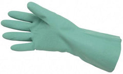 MCR Safety - Size 2XL (11), 13" Long, 15 mil Thick, Supported, Nitrile Chemical Resistant Gloves - Textured Finish, Cotton Lined, Straight Cuff, Green, FDA Approved - All Tool & Supply