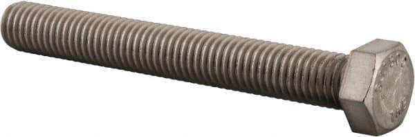 Value Collection - 1/2-13 UNC, 4" Length Under Head Hex Head Cap Screw - Fully Threaded, Grade 316 Stainless Steel, Uncoated, 3/4" Hex - All Tool & Supply