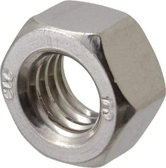 Value Collection - 7/16-14 UNC Stainless Steel Right Hand Hex Nut - 11/16" Across Flats, 3/8" High, Uncoated - All Tool & Supply