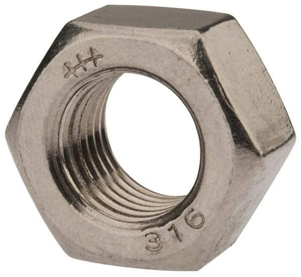 Value Collection - 7/16-20 UNF Stainless Steel Right Hand Hex Nut - 11/16" Across Flats, 3/8" High, Uncoated - All Tool & Supply