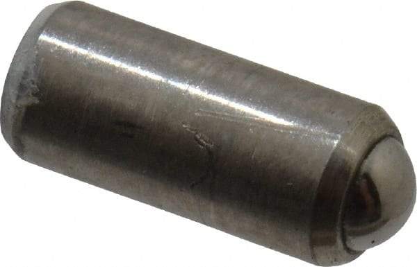 Gibraltar - 0.284" Body Length x 1/8" Body Diam, 0.5 Lb Init to 1 Lb Final End Force, Stainless Steel Press Fit Ball Plunger - 0.093" Ball Diam, 0.035" Max Ball Reach, +0.0010; +0.0020" Tolerance - All Tool & Supply