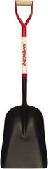 Razor-Back - 17" High x 12" Wide Square Steel Scoop - 27" Long Wood D-Grip Handle, No Step - All Tool & Supply