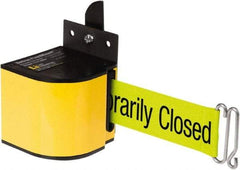 Lavi Industries - 3-1/2" High x 3-1/4" Long x 3-1/4" Wide Retractable Barrier Belt - Aluminum, Powdercoat Finish, Yellow, Use with Upright - All Tool & Supply