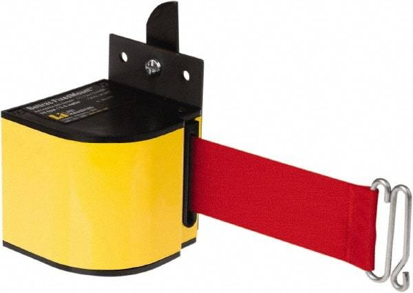 Lavi Industries - 3-1/2" High x 3-1/4" Long x 3-1/4" Wide Retractable Barrier Belt - Aluminum, Powdercoat Finish, Yellow, Use with Upright - All Tool & Supply