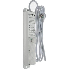 Leviton - 4 Outlets, 125 VAC15 Amps, 15' Cord, Surge Power Outlet Strip - Wall/Surface Mount, 5-20 NEMA Configuration, 1' Strip, UL 60601-1 - All Tool & Supply