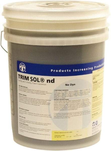 Master Fluid Solutions - Trim SOL nd, 5 Gal Pail Cutting & Grinding Fluid - Water Soluble, For Cutting, Grinding - All Tool & Supply