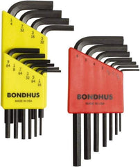 Bondhus - 17 Piece L-Key Hex Key Set - Hex Range 1/16 to 1/4", Protanium High Torque Steel - All Tool & Supply