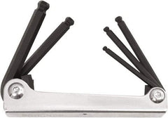 Bondhus - 5 Piece Fold-Up Ball End Hex Key Set - Hex Range 3/16 to 3/8", Protanium High Torque Steel - All Tool & Supply