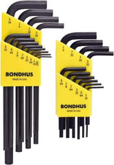 Bondhus - 22 Piece L-Key Hex Key Set - Hex Range 0.05 to 5/16", Protanium High Torque Steel - All Tool & Supply