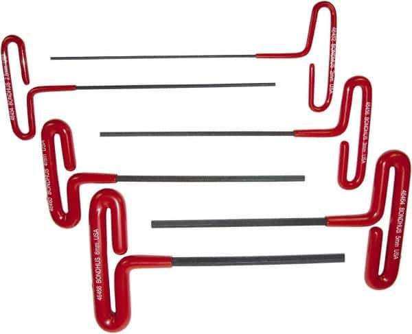 Bondhus - 6 Piece T-Handle Cushion Grip Hex Key Set - Hex Range 2 to 6mm, Protanium High Torque Steel - All Tool & Supply