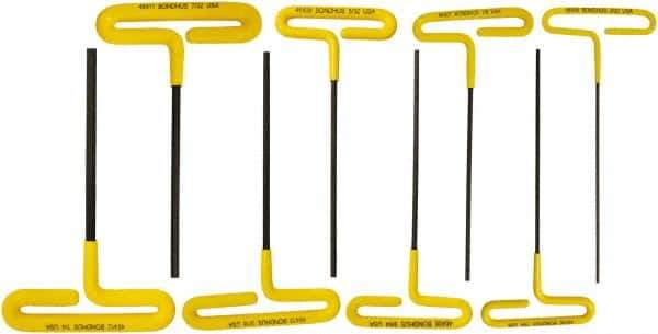 Bondhus - 8 Piece T-Handle Cushion Grip Hex Key Set - Hex Range 3/32 to 1/4", Protanium High Torque Steel - All Tool & Supply