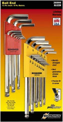 Bondhus - 22 Piece L-Key Ball End Hex Key Set - Hex Range 0.05 to 3/8", Protanium High Torque Steel - All Tool & Supply