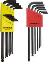 Bondhus - 17 Piece L-Key Ball End Hex Key Set - Hex Range 1/16 to 1/4", Protanium High Torque Steel - All Tool & Supply