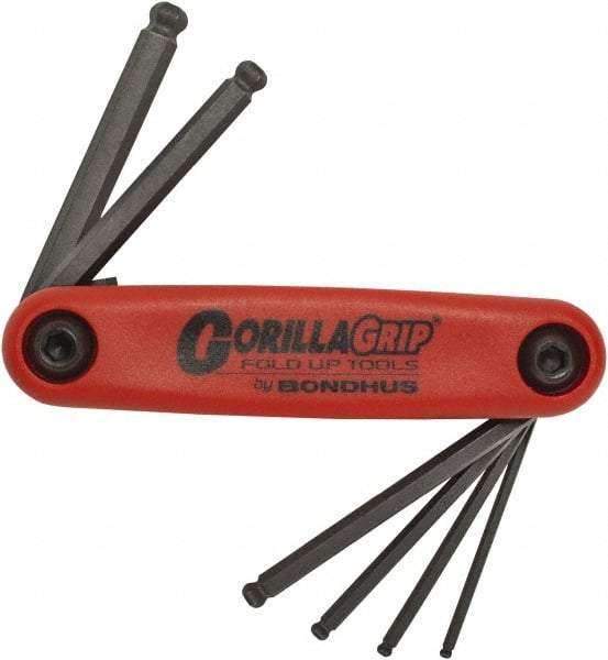 Bondhus - 6 Piece Fold-Up Hex Key Set - Hex Range 2 to 6mm, Protanium High Torque Steel - All Tool & Supply