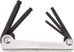 Bondhus - 5 Piece Fold-Up Ball End Hex Key Set - Hex Range 4 to 10mm, Protanium High Torque Steel - All Tool & Supply