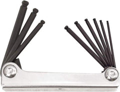 Bondhus - 9 Piece Fold-Up Ball End Hex Key Set - Hex Range 5/64 to 1/4", Protanium High Torque Steel - All Tool & Supply