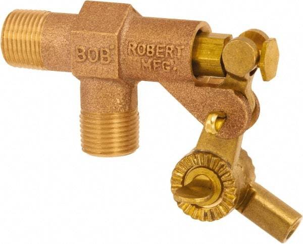 Control Devices - 1" Pipe, Brass, Angle Pattern-Single Seat, Mechanical Float Valve - 100 psi, MIP End Connections - All Tool & Supply