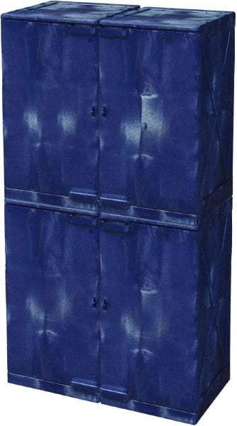 Eagle - 4 Door, 8 Shelf, Blue HDPE Stackable Safety Cabinet for Corrosive Chemicals - 72" High x 36" Wide x 22" Deep, Manual Closing Door, Hole for Lock, 48 Gal Capacity - All Tool & Supply