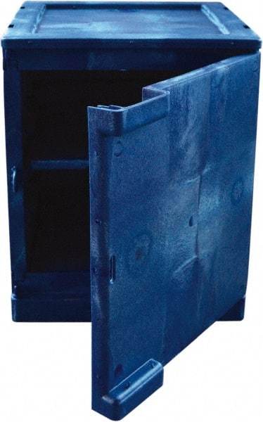 Eagle - 1 Door, 2 Shelf, Blue HDPE Stackable Safety Cabinet for Corrosive Chemicals - 22" High x 18" Wide x 18" Deep, Manual Closing Door, Hole for Lock, 4 Gal Capacity - All Tool & Supply