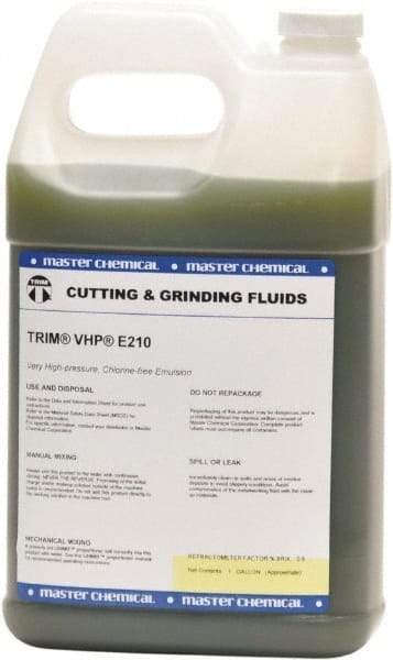 Master Fluid Solutions - Trim VHP E210, 1 Gal Bottle Emulsion Fluid - Water Soluble, For Cutting, Drilling, Sawing, Grinding - All Tool & Supply