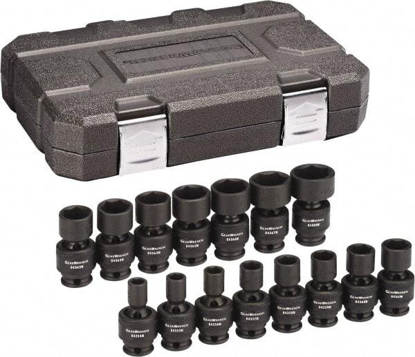 GearWrench - 15 Piece 3/8" Drive Universal Standard Impact Socket Set - 6 Points, 8 to 22mm, Metric Measurement Standard - All Tool & Supply