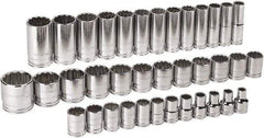 GearWrench - 37 Piece 1/2" Drive Chrome Finish Deep Well Socket Set - 12 Points, 9mm to 36mm Range, Metric Measurement Standard - All Tool & Supply