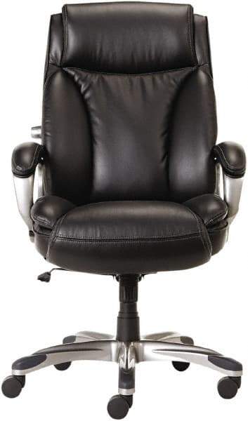 ALERA - 44-1/8 to 47" High Executive High Back Leather Chair - 27" Wide x 30-3/8" Deep, Leather Seat, Black - All Tool & Supply