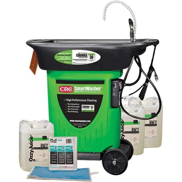 CRC - Free Standing Water-Based Mobile Parts Washer Kit - 25 Gal Max Operating Capacity, Plastic Tank, 42" Long x 48" Wide - All Tool & Supply