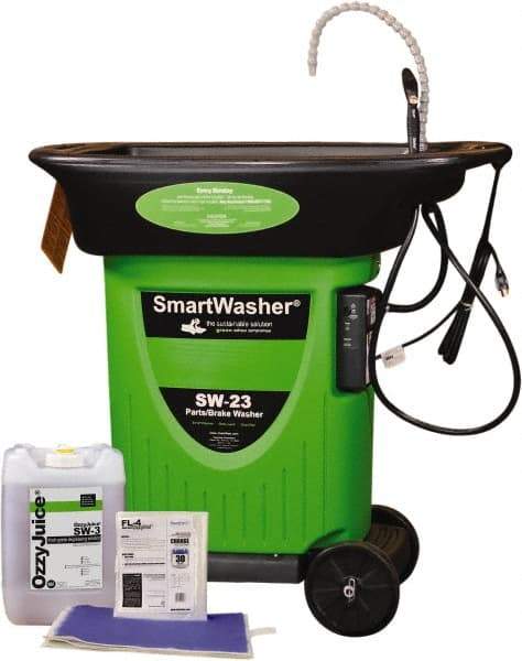 CRC - Free Standing Water-Based Mobile Parts Washer Kit - 25 Gal Max Operating Capacity, Plastic Tank, 42" Long x 45" Wide - All Tool & Supply