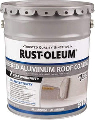 Rust-Oleum - 5 Gal Pail Aluminum Fibered Aluminum Roof Coating - 50 Sq Ft/Gal Coverage, 459 g/L VOC Content, Mildew Resistant, Long Term Durability & Weather Resistance - All Tool & Supply