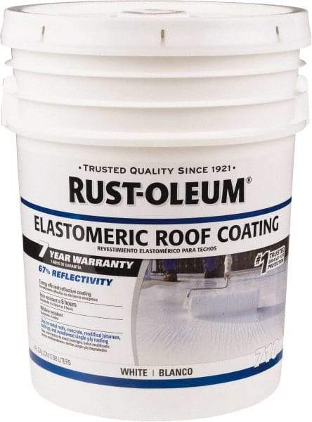 Rust-Oleum - 5 Gal Pail White Elastomeric Roof Coating - 65 Sq Ft/Gal Coverage, Mildew Resistant, Long Term Durability & Weather Resistance - All Tool & Supply