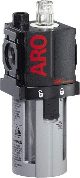 ARO/Ingersoll-Rand - 3/8" NPT, 150 Max psi Compact Modular Lubricator - Polycarbonate Bowl, Aluminum Body, 105 CFM, 125°F Max Temp, 2.2" Long x 2.24" Wide x 5.99" High - All Tool & Supply