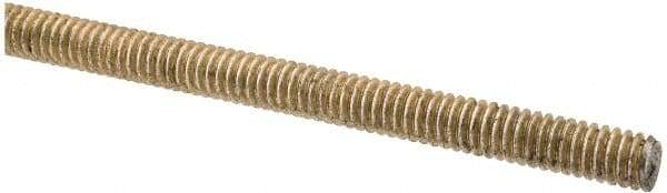 Value Collection - 1/4-20 UNC (Coarse), 3' Long, Alloy Steel Threaded Rod - Yellow Zinc-Plated Finish, Right Hand Thread - All Tool & Supply